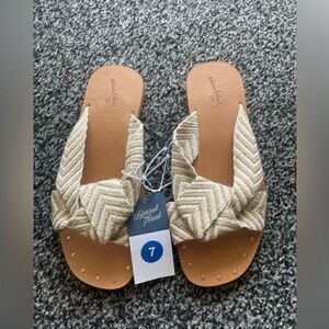 Criss Cross Slide Sandals Women Tan Beige Flat Summer Boho Chic